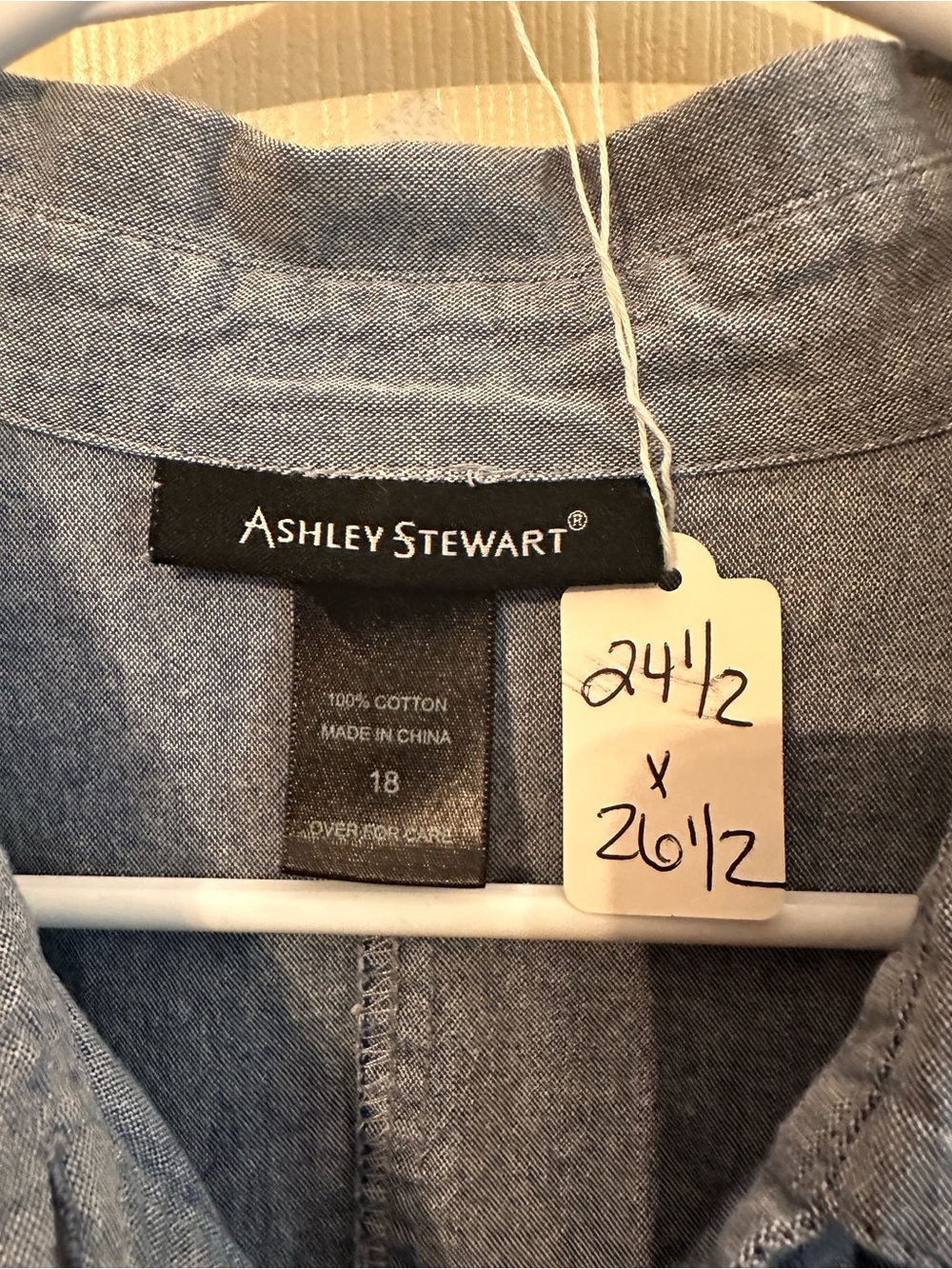 Ashley Stewart Denim Button-Down Shirt. EUC - Picture 4 of 5